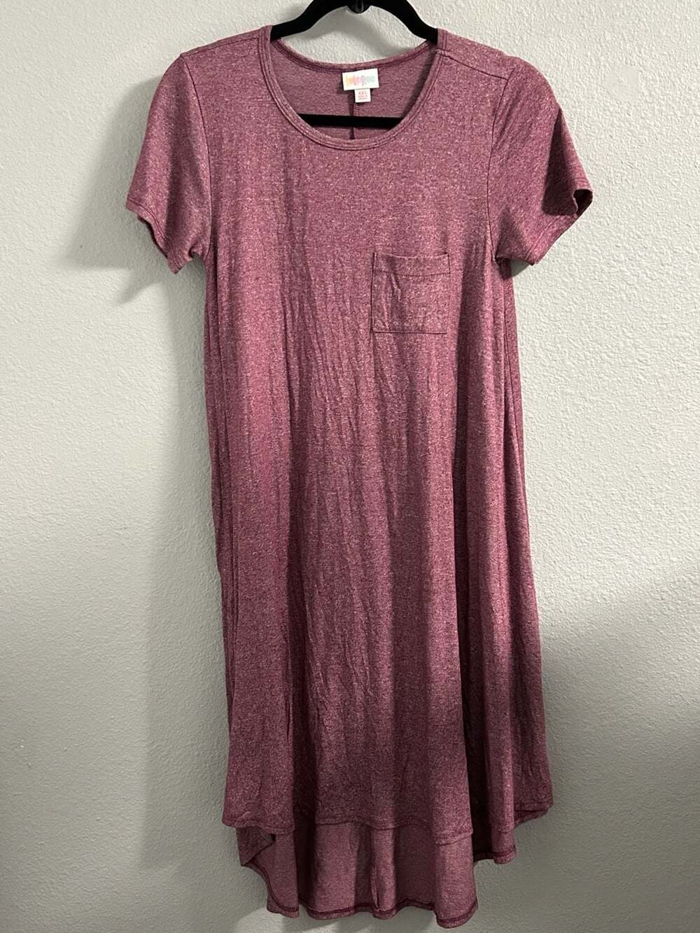 LuLaRoe Carly Dress Size XXS Plum Purple Heathered Pocket